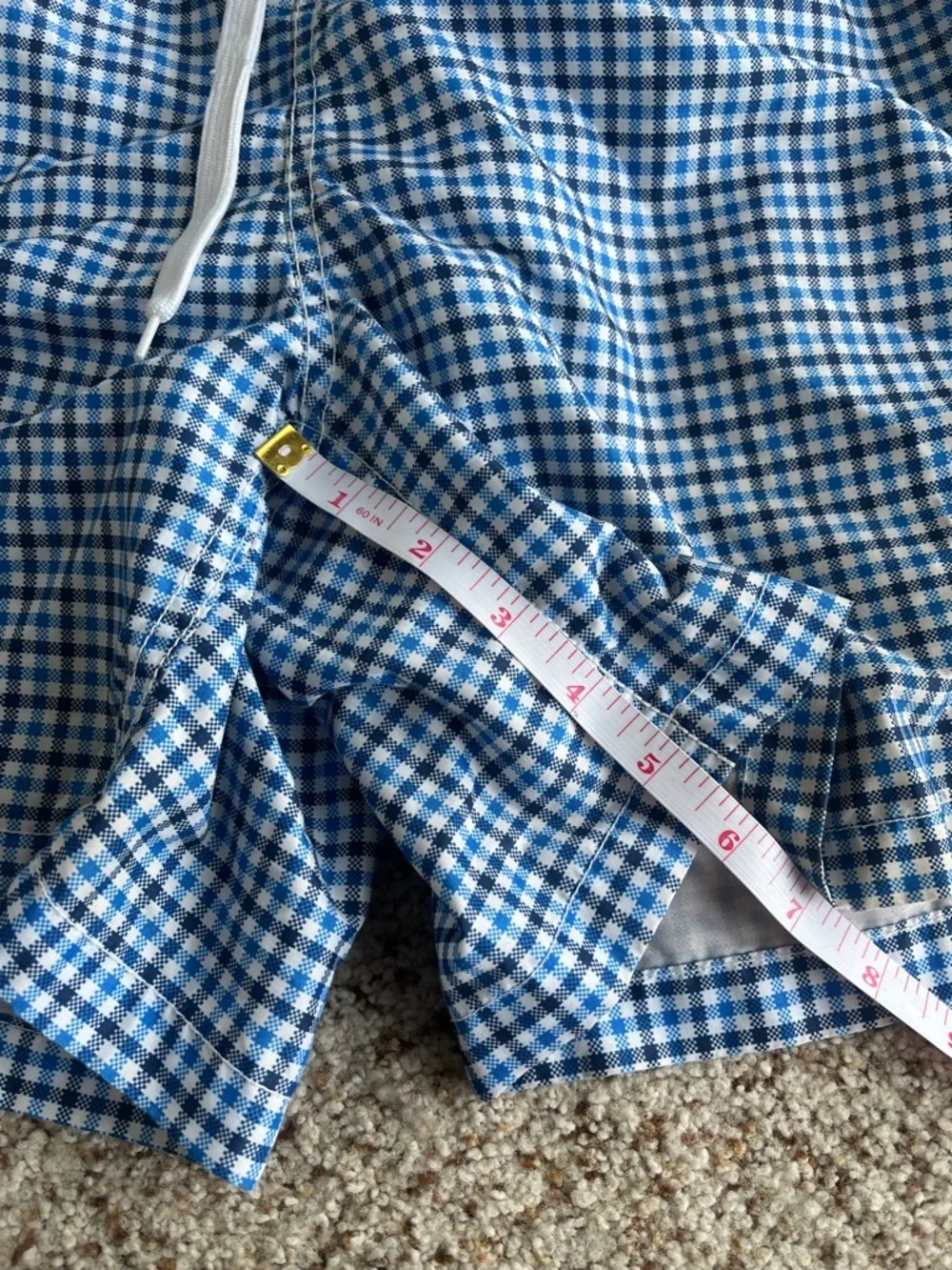 Kanu Surf Blue and White Gingham Swim Trunks